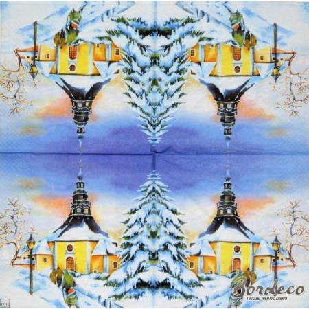 Serwetka do decoupage HOME FASHION ośnieżony kościółek 33x33